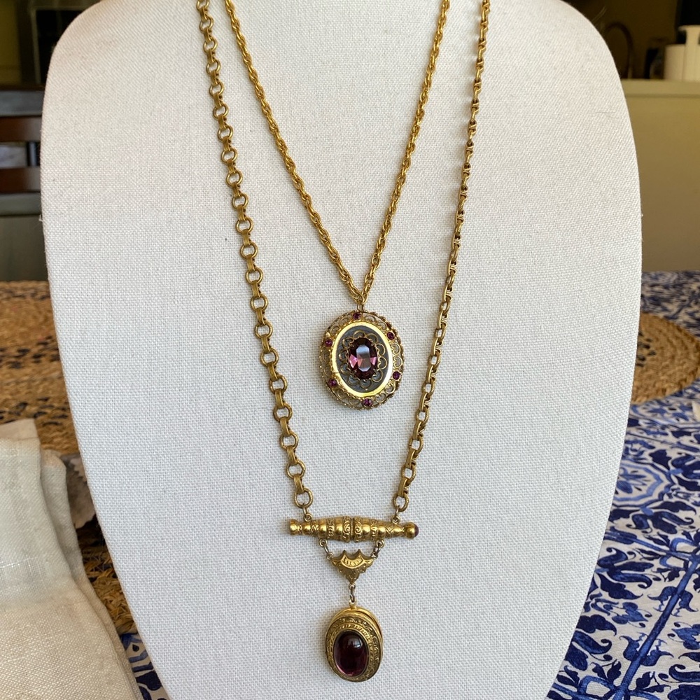 Coro & 1928 Gold Necklace with Purple Accents